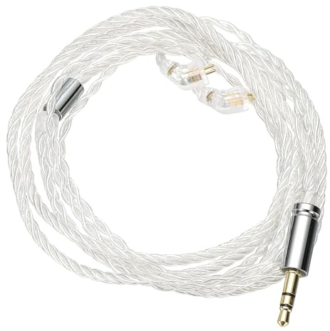 PATIKIL IEM kontaktkabel 1,2 m längd, 28AWG 4-kärnor hög renhet HiFi In-Ear Silver Förlängningskabel för att ersätta Ananda Arya HE400SE, silver (3,5 mm, TFZ)