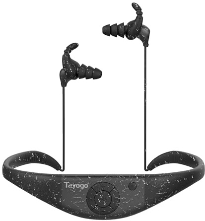 Tayogo W18 Cuffie da Nuoto – Auricolari Impermeabili In-Ear, MP3 4 in 1 da 32GB, Bluetooth 5.4, Radio FM, Compatibili con Trasmettitore T6 per Musica Subacquea