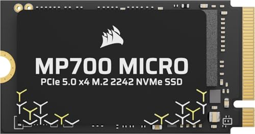 CORSAIR MP700 MICRO 2TB PCIe 5.0 x4 NVMe M.2 2242 SSD – Läshastigheter på upp till 10 000 MB/s, Skrivhastigheter på upp till 8 500 MB/s, 3D TLC NAND, Gen5-hastighet För Bärbara Datorer Och Minidatorer