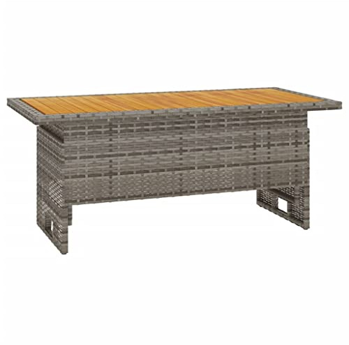 Generic Trädgårdsbord Justerbart i Höjdled, Trädgårdsmatbord med Träbordsskiva, Uteplatsbord, Balkongbord, Trädgårdsmöbelbord, Loungebord, Svart, 100x50x43/63 Cm, akaciaträ & (Grå)