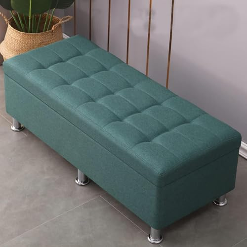 Mörkgrön stoppad förvaringsottoman puff med lyfttopp för sovrum vardagsrum entré 100 x 50 x 40 cm snygg bänk med dolt fack