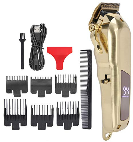 Dioche Cortapelos Profesional, Cuerpo Completo De Metal, Pantalla LCD, Batería De Litio Recargable USB, Cortadora De Cabello con Cuchilla, para Hombres, Peluquería, Uso Doméstico