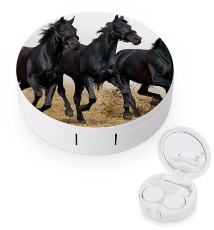 fkgvwo Contact Lens Case Black Horse Contact Lens Holder Box Container Soak Storage Kit