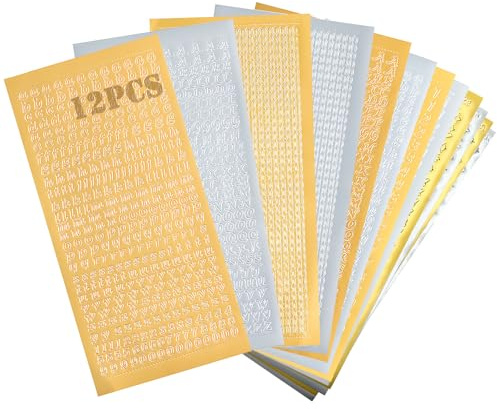 12 Stück Wachsbuchstaben Für Kerzen Enthalten Brief, Zahlen,Sterne, Schmetterlinge, Ketten, Wachs Buchstaben Kerze Zur Selbst Gestalten, Für Taufe Fotoalbum Scrapbook(6 Gold+6 Silber)