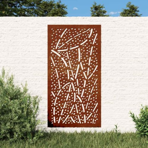 Mangloder Garten Wanddeko aus Cortenstahl Blatt Design 105 x 55 cm rostig wetterfest für Terrasse Zaun Balkon, natürliche Wandkunst als Akzent für moderne Außenbereiche