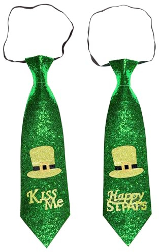 Widmann 07059 - Krawatte St. Patrick's Day, glitzernd, mit Gummiband, Einheitsgröße für Erwachsene, Kostüm, Accessoire, Karneval, Mottoparty