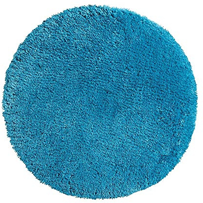 PANA Fluffig badmatta med hög lugg (rund 71 cm) • Badmatta av mjuk mikrofiber • Halkfri och tvättbar • Duschmatta (Petroleum)