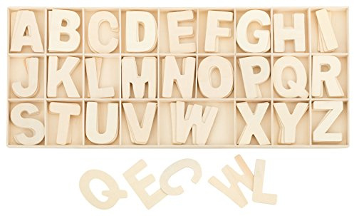 Kleenes Traumhandel - Buchstabenkasten aus Holz, 104 Teile, 5,4 cm hoch, je 4 hölzerne Buchstaben pro Art