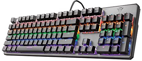 Trust Gaming GXT 865 Asta Tastiera Meccanica Gaming, Switch Red (Tasti Meccanici Rosso), Retroilluminazione, Anti Ghosting N-key Rollover, Piastra Superiore in Metallo, Nero [Layout Italiano]