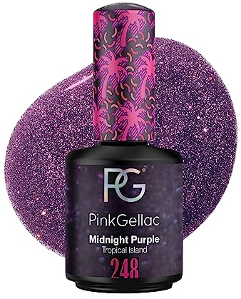 Pink Gellac Gel Nagellack UV, Veganes Nagelgel - 248 Midnight Purple 15 ml | Gelnagellack für UV Lampe, Einfache Anwendung Nail Polish für 14 Tage Salonqualität, Gellack Made in Holland