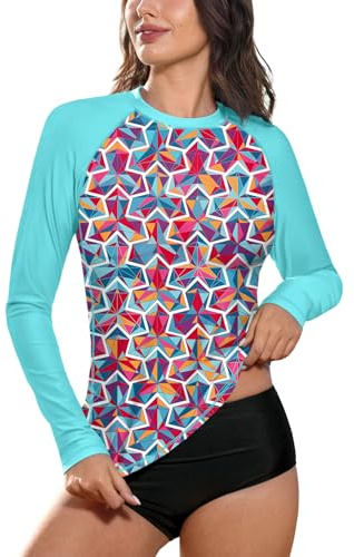 BesserBay UV Shirt Damen Langarm Badeshirt UPF 50+ Rashguard Women Atmungsaktiv Sonnenschutz Schwimmshirt S-XXL