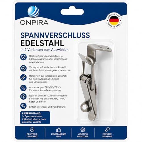 Spannverschluss Edelstahl in 2 Varianten zum Auswählen 105x38x21mm (Spannverschluß abschließbar)