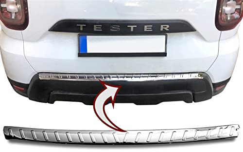 Recambo | Protector de Parachoques trasero | Compatible con Dacia Duster II | a partir de 2018 | Acero Inoxidable Cromado | Protección borde de carga