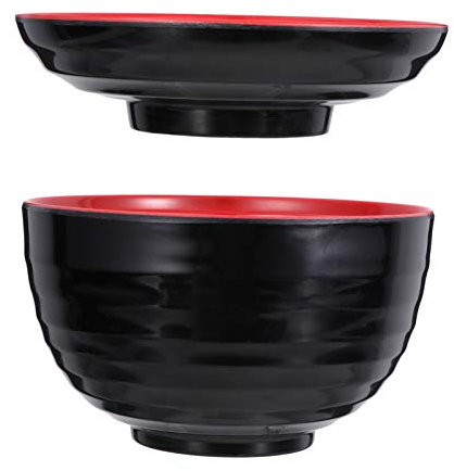 HEMOTON Miso Bol à soupe japonais avec couvercle, bol à riz japonais, bol à soupe en mélamine traditionnelle, 2 assiettes japonaises (15 x 15 x 11 cm). 5 cm)