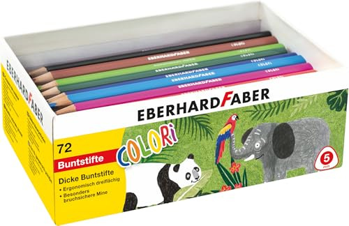 Eberhard Faber 511471 - Buntstifte Set Colori, 72 Jumbo Buntstifte in ergonomischer Dreikant Form