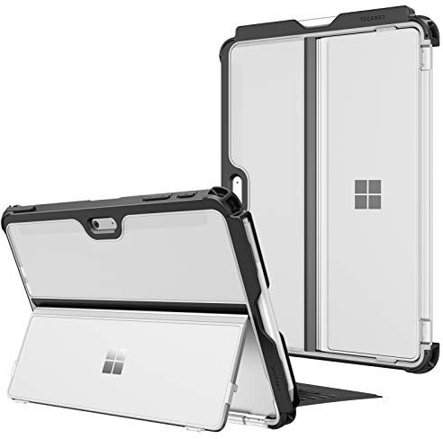 FINTIE Hülle für Microsoft Surface Go 4/3/ 2/1 (2023 2021 2020 2018) 10 Zoll Tablet, Stoßfeste Robuste Schutzhülle mit Stifthalter Original Ständer, Type Cover Kompatibel, Klar(Matt)