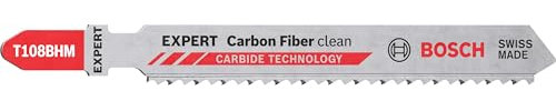 Bosch Accessories 3x Expert ‘Carbon Fiber Clean’ T 108 BHM Stichsägeblatt (für Faserkunststoffe GFK, CFK, Länge 92 mm, Zubehör Stichsäge)
