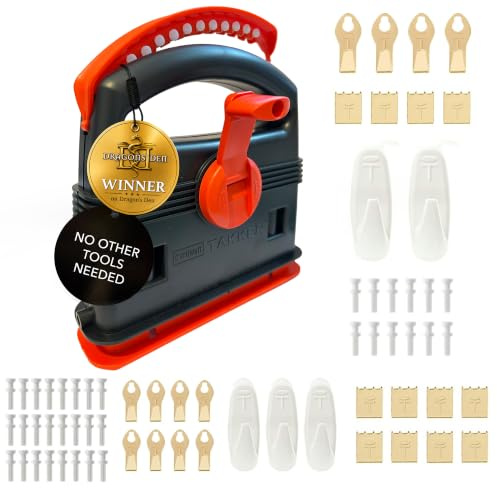 Takker® Hartwand-Takker | 78-teiliges Set zum Aufhängen von Bilderrahmen für harte Wände | hält bis zu 10 kg | Werkzeugset für Gips, Ziegel, Keramik, Fliesen, Holz und Trockenbau