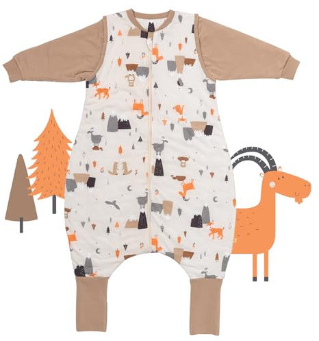 Slumbersac Saco de dormir bebe con pies para todo el año 70 cm Animales de montaña 2.5 Tog Oeko-Tex | Saco dormir bebe con piernas y mangas largas para tamaño del cuerpo 70-80 cm