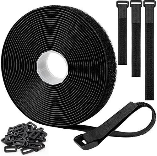 6m klettband kabelbinder mit 30 Schnalle, Frei Zuschneidbar Klettverschluss Band - 2cm Breit, wiederverwendbare kabelbinder klettband