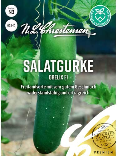 Chrestensen Salatgurke Obelix F1 Samen | Freilandgurken geeignet auch für kältere Temperaturen