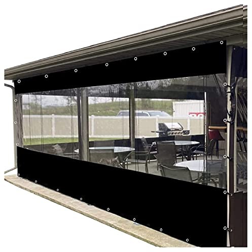 STRMAX Abdeckplane Holz,Outdoor-Vorhang,Wasserdichter Vorhang For Den Außenbereich, Transparente Kunststoffplane Mit Ösen, Strapazierfähige, Wasserdichte PVC-Plane For Pergola, Terrasse, Zeltseitenvor