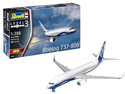Revell Modellbausatz Boeing 737-800 I Einfacher Zusammenbau I Maßstabsgetreue Nachbildung im Maßstab 1:288 mit 25 Teilen I Perfekter Modellbausatz für Anfänger und erfahrene Bastler ab 10 Jahren