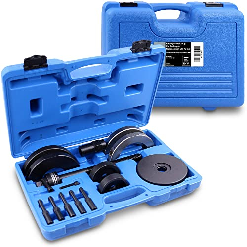 ENVA Radlagerwerkzeug Set 16TLG. für VW 72mm Kompakter Kfz Werkzeugsatz für Radlager Nabeneinheit Montage und Demontage Ein und Ausbau der Lagereinheiten