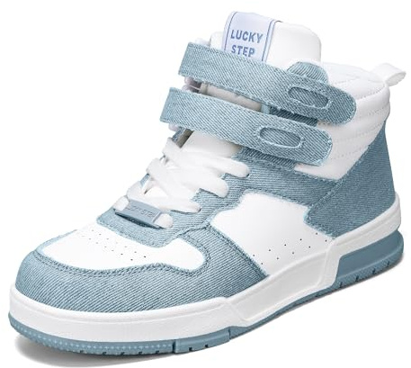 LUCKY STEP dammode sneakers basket ankel stövlar promenader tennisskor plattform krok och ögla vardaglig konstläder sneaker, Denim blå, 40.5 EU