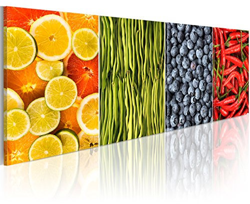 B&D XXL - Akustikbild Obst und Gemüse Bilder Akustikschaum Hochleistungsschallabsorber Schallschutz Leinwand 4 tlg Wandbild Raumakustik Schalldämmung - Küche 030207-3