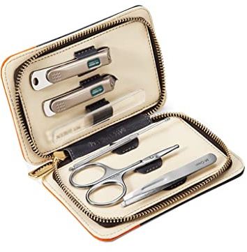 Set de Manicura Pedicura Set de cortañas Conjunto de clavos portátiles Conjunto de pedicuras de cuidado personal Conjunto de belleza de acero inoxidable con bolsa de moda portátil (conjunto de 6/7 pie