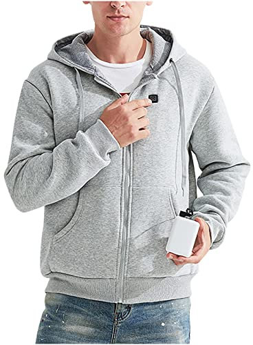 Masrin Heizjacke für Damen und Herren Beheizbare Jacke mit 3 Temperaturstufen Langarm Kapuzenjacke Unisex Winterjacke USB Elektrische Daunenjacke Beheizter Übergangsjacke Outdoor Thermo Sweatjacke