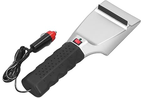flexman 12V 18W Heated Snow Ice Scraper, 60℃ Electric Heated Auto Windshield Window Snow Shovel,Automobile Vehicle Snow Removal Tools for Winter Car