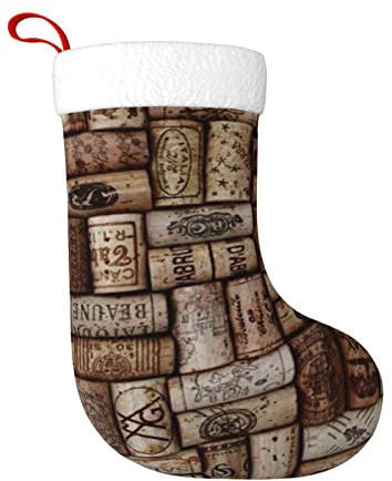 Sylale Weinkork Weihnachtsstrümpfe Hängetasche für Party Silvester Weihnachten – 45,7 cm