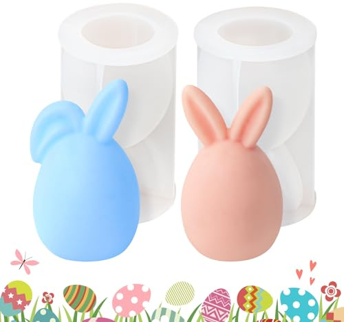 2 Stück Silikonform Ostern, Silikonform Hase, 3D Osterhase Kerzenformen Seifenform, DIY Ostern Seifenform Silikonform, Silikonform Osterhase für Kuchen, Schokolade, Seife, Wachskerzen, Ostergeschenke