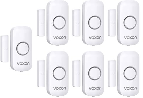 VOXON Alarma para Puertas y Ventanas, Fácil de Instalar, Alarma Antirrobo Magnética para Puertas y Ventanas con 100 dB de Volumen para la Seguridad de los Niños en Casa y Tiendas (7 Unidades)