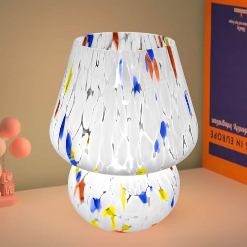 HONPHIER Pilzlampe, Tischlampe, Glas, Nachttischlampe, Design, LED-Nachtlicht, dekorative Lampe für Wohnzimmer, Schlafzimmer (mehrfarbig)