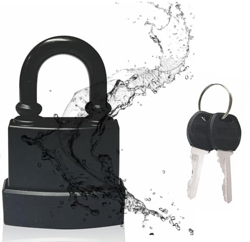 Heavy Duty Outdoor Waterproof Padlock | 45mm Rust-Proof Steel Lock with 2 Keys | High Security for Shed, Garage, Garden Gate, Door, Chain | Weatherproof Black (Short Shackle)