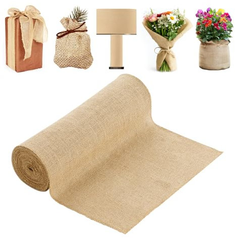 VEVOR Burlap Fabric Roll, 14” x 30 ft & 50 x 50 High Density Wide Natural Burlap Fabric Rolls, Jute Fabric Burlap Tree Wrap Roll, for Decor, Crafts, Wedding, Gardening, Plant & Tree Winter Covering