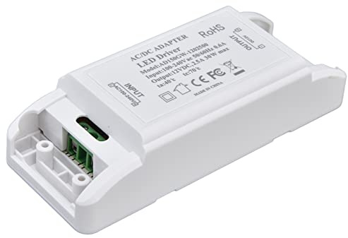 Controlador LED Regulable de 30W, 2,5a, 12V CC, Transformador de Voltaje de Salida con Protección contra Sobrecorriente y Rayos para Tiras de Luces LED
