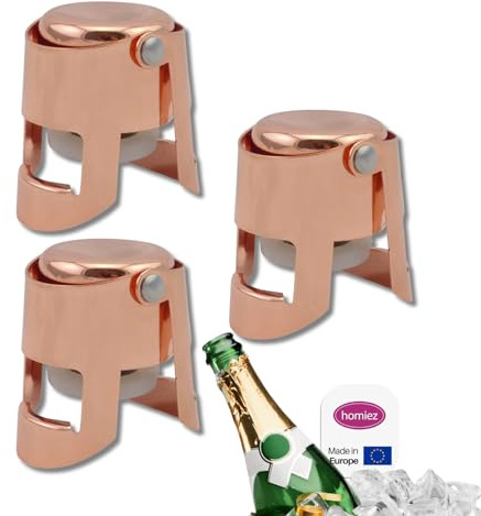SPARKLING Flaschenverschluss in Rosé für Sekt, Prosecco oder als Weinflaschenverschluss | Sektverschluss aus Edelstahl verwendbar als Flaschenkorken, Champagner Verschluss, perfekt als Wein Zubehör