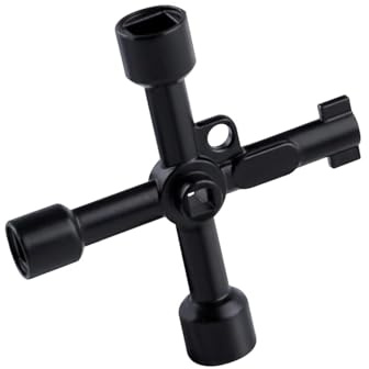 EHIOG Llave de utilidades multifuncionales,Radiador Bleed 6-Way Multi-Functional Utilities Key,Para tren eléctrico Elevator Cabinet Valve Opening Key-plata