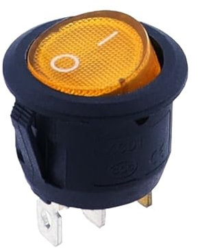 1 interrupteur à bascule rond 3 broches 12 V 20 A 12 V for éclairage de voiture(Yellow,220V)