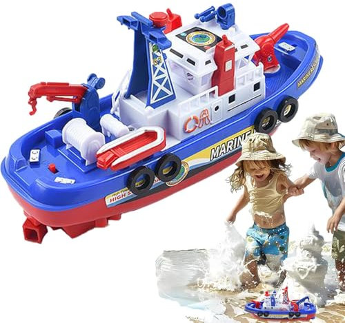 Uhngw Feuerboot -Wasserspielzeug, Spielzeugboote für die Badewanne,Electric Toys Games Fire Boat | Batteriebetriebenes Schiff mit automatischem Wasserspray, und Musik für Badewanne Pool Beach