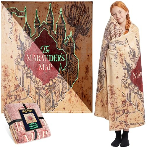 Harry Potter Kuscheldecke Leuchtend 130x150 cm, Warme Fleecedecke für Sofa und Bett, Flauschige Decke für Wohnzimmer und Schlafzimmer, Gemütliche Geschenke Kinder Erwachsene