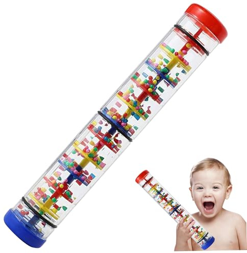 Pesoncarl Rainmaker 12 Pouces drôle de Pluie bâton bébé Jouet hochet hochet Tube éducatif Rainmaker Jouet bébé Plastique Musique Instrument auditif sensoriel, Instruments de Musique