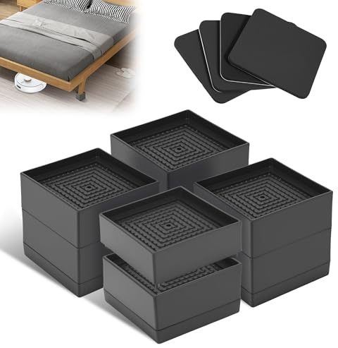 Bed Risers Adjustable Furniture Riser to 1.89 Inches and 3 Inches Blocks for Desk Legs Tables Sofa Refrigerators. Couch Risers for Table Legs Up to 4000 Pounds (Black)