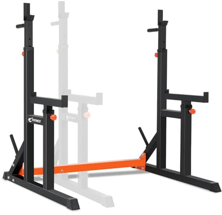 FFitness Squat Rack Regolabile Doppio Supporto per Bilanciere Multifunzione Rastrelliera Pesi in Acciaio Panca Stand con Portadischi