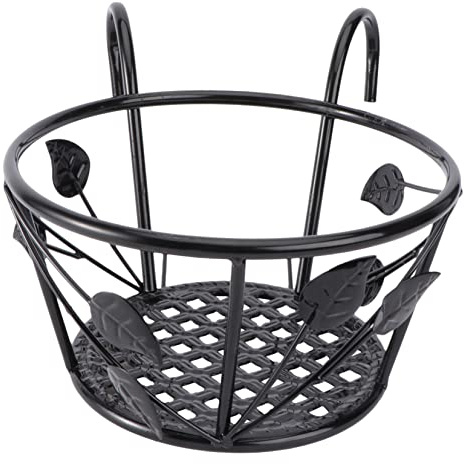 Outanaya Portavaso Sospeso in Ferro Battuto per Balcone, Cesto Portafiori Ganci Resistenti, Scaffale Portaoggetti per Ringhiera, Supporto Decorativo per Piante da Esterno e Interno,