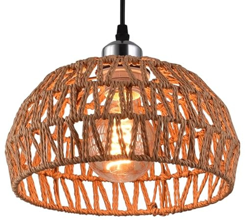 Natural Woven Ceiling Light Shade, Rope Ceiling lamp Shade Pendant Lamp lampshades, 310mm Shade Width, Rattan Lampshade for Ceiling Lights, Living Room, Bedroom, Kitchen, Hallways